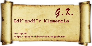 Gáspár Klemencia névjegykártya